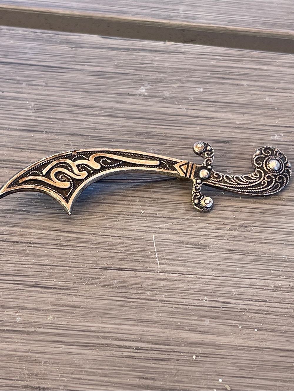 Spanish Decorative Dagger Pin in Metallic Tones